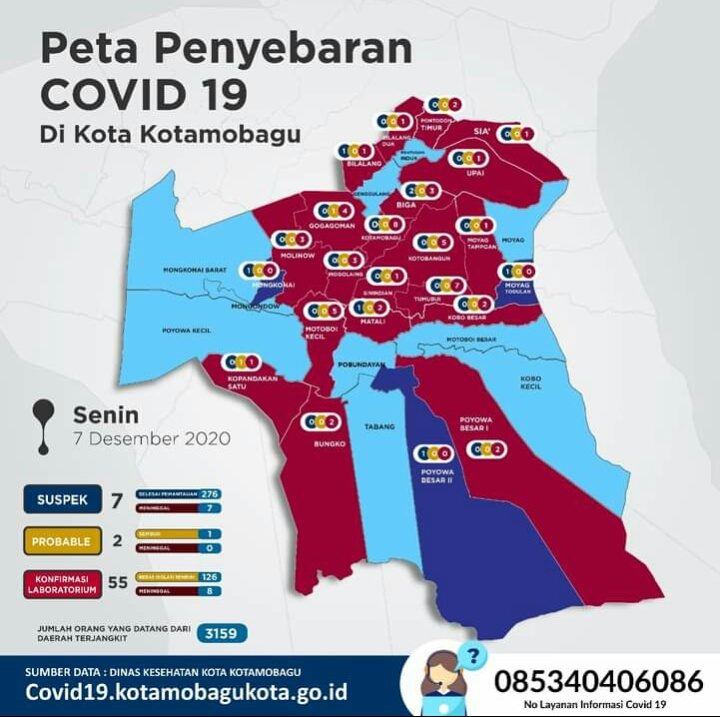 Peta Penyebaran Covid-19 Di Kota Kotamobagu