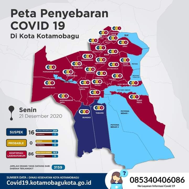 Peta Penyebaran Covid-19 di Kota Kotamobagu